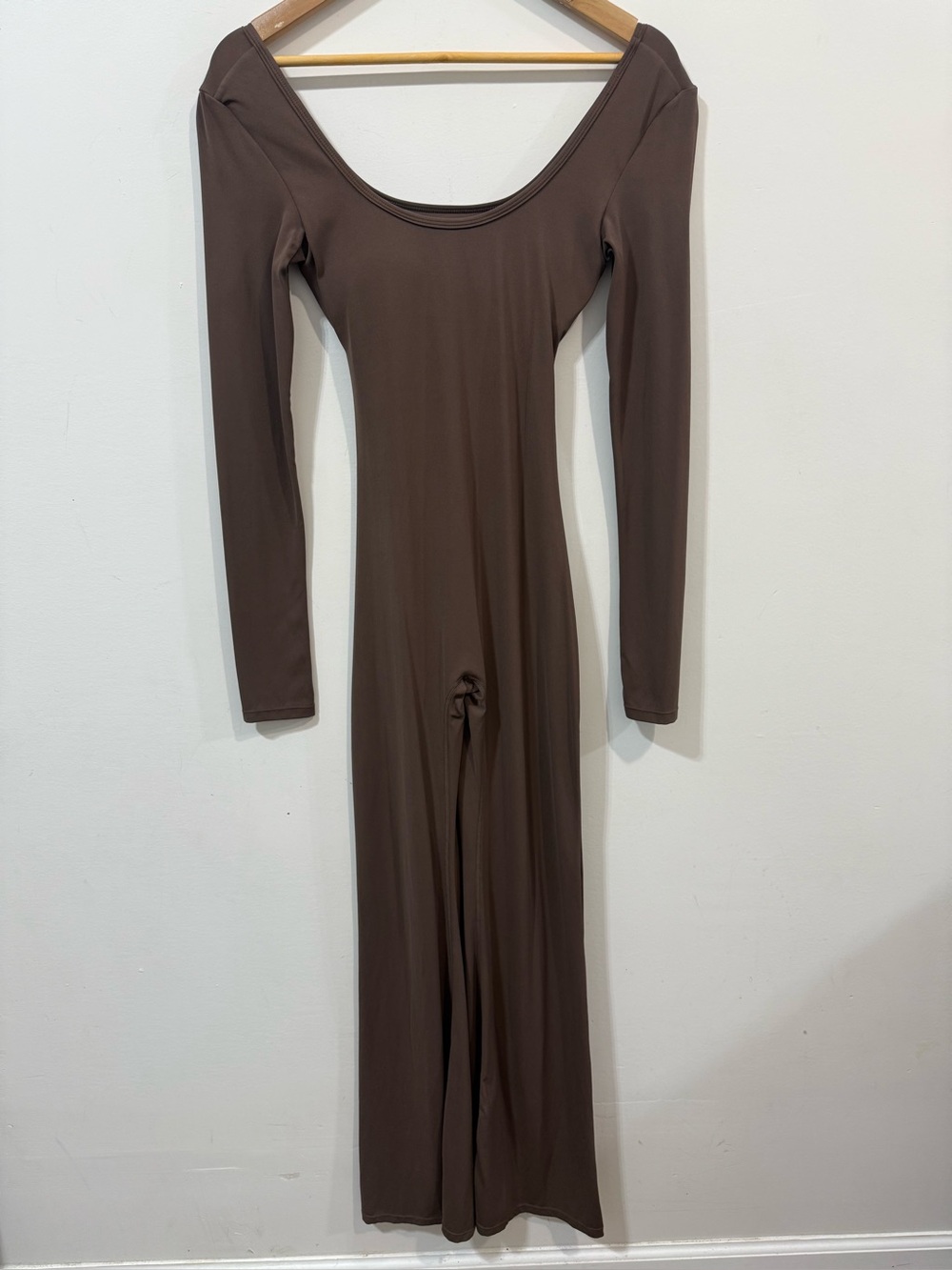 Unbranded Women's Scoop Neck Brown Open Back Wide Leg Athletic Jumpsuit Size S